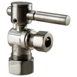Angle Stop, 5/8" Od X 3/8" Od - 1/4-Turn Lever Handle In Satin Nickel