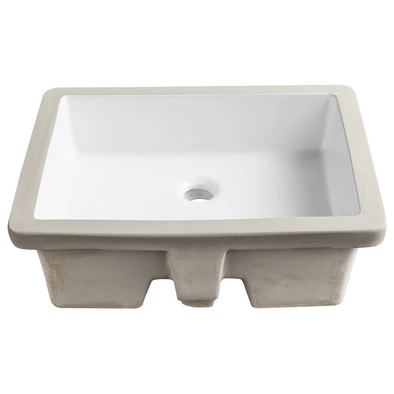 White Ceramic Rectangular Lavatory Undermount Bathroom Sink With Overflow 3 White Ceramic Rectangular Lavatory Undermount Bathroom Sink With Overflow - Image 3