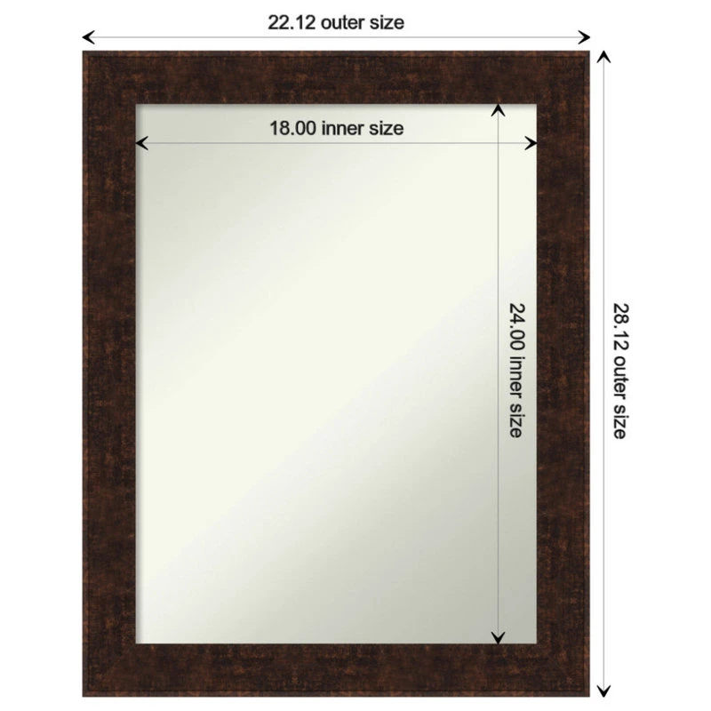 William Mottled Bronze Narrow Non-Beveled Bathroom Wall Mirror - 22 X 28 In. 4 William Mottled Bronze Narrow Non-Beveled Bathroom Wall Mirror - 22 X 28 In. - Image 4