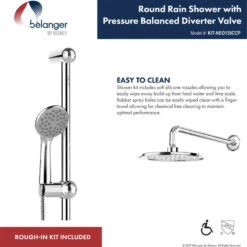 Belanger Rain Pressure Balanced Round Shower System, Polished Chrome -Warm Bathroom 6471dab10cdf2d0d 4554 w800 h800 b0 p0