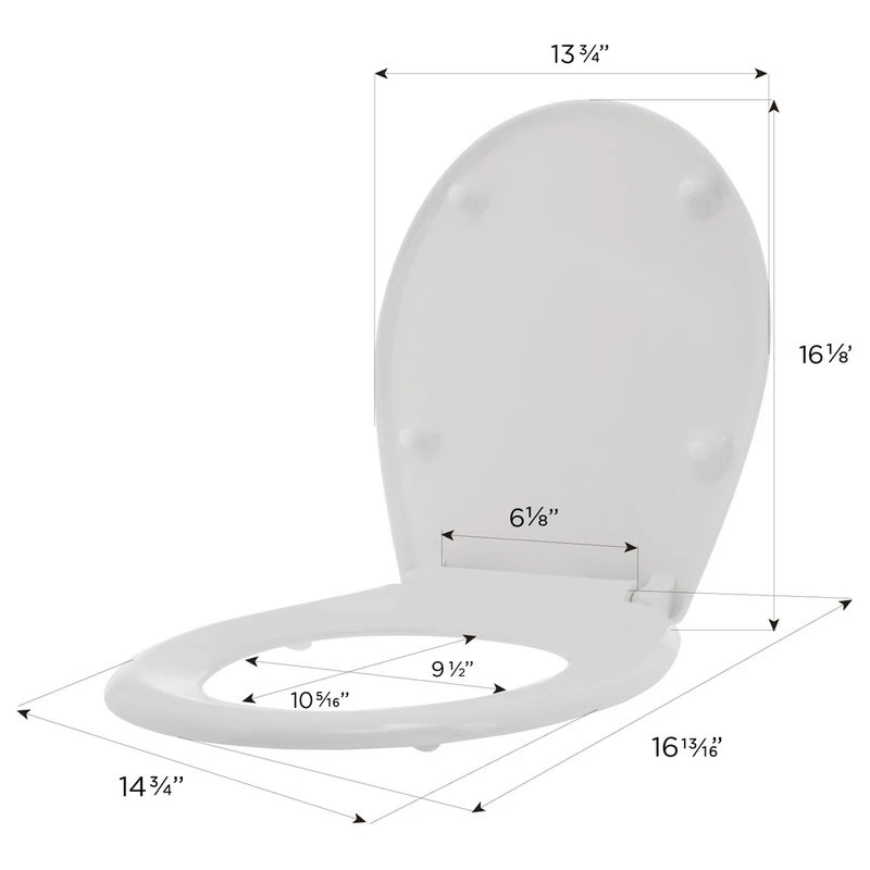 Laggan 17" Round Toilet Seat And Lid With Soft Close Hinges, White 5 Laggan 17" Round Toilet Seat And Lid With Soft Close Hinges, White - Image 5