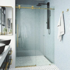 VIGO Elan E-class 56"x76" Frameless Sliding Shower Door, Matte Gold -Warm Bathroom 66211ad00f735628 9291 w800 h800 b0 p0