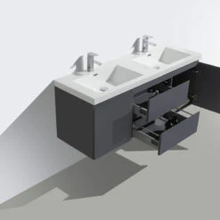 MOB 60" Wall-Mounted Double Bathroom Vanity In High Gloss Gray -Warm Bathroom 671166850baabad4 2518 w800 h800 b0 p0