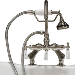 Deck Mount Gooseneck Tub Filler, Adjustable Spread, Brushed Nickel