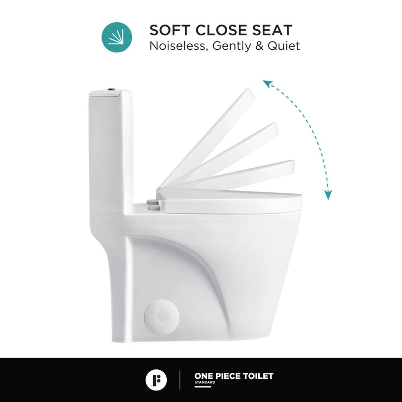 Fine Fixtures Dual-Flush Elongated One-Piece Toilet With High Efficiency Flush, White 4 Fine Fixtures Dual-Flush Elongated One-Piece Toilet With High Efficiency Flush, White - Image 4