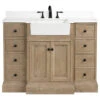 Kelly 48" Single Bathroom Vanity In Weathered Fir With White Engineered Stone Top