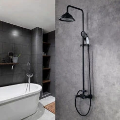 Antique Black Rainfall Showerhead Handheld Wall Mounted Exposed Shower System -Warm Bathroom 691176d10ecb9c99 6048 w800 h800 b0 p0
