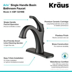 Arlo Single Handle 1-Hole Bathroom Basin Faucet, Lift Rod Drain, Matte Black -Warm Bathroom 6961c3c100e5e70a 3160 w800 h800 b0 p0