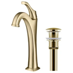 Arlo Single Handle Lever 1-Hole Vessel Bathroom Faucet Brushed Gold W PU Drain -Warm Bathroom 6a41ab1300e5ea25 3266 w800 h800 b1 p0