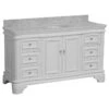 Katherine 60" Bath Vanity, White, Carrara Marble, Single Vanity