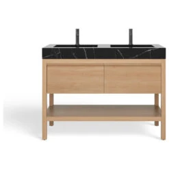 The Shoji Bathroom Vanity, Double Sink, 48", Whitewash Oak, Freestanding -Warm Bathroom 6ad123b203d04010 2587 w800 h800 b1 p0