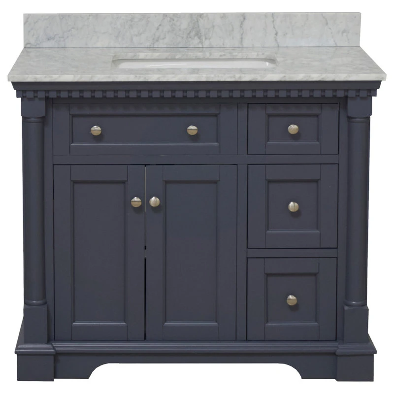 Sydney 36" Bathroom Vanity, Marine Gray, Carrara Marble 5 Sydney 36" Bathroom Vanity, Marine Gray, Carrara Marble - Image 5