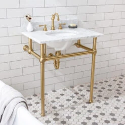 Embassy 30 Inch Wide Single Wash Stand Only In Satin Brass Finish 6 Embassy 30 Inch Wide Single Wash Stand Only In Satin Brass Finish -Warm Bathroom 6b01d63b0f91e601 0023 w800 h800 b0 p0