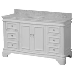 Katherine 60" Bath Vanity, White, Carrara Marble, Single Vanity -Warm Bathroom 6c11d29f01661066 4498 w800 h800 b1 p0