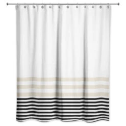 Beige And Black Stripes 71x74 Shower Curtain