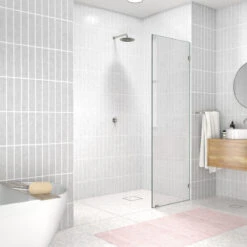 78"x22.5" Frameless Shower Door Single Fixed Panel, Brushed Nickel