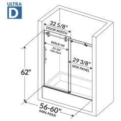LessCare ULTRA-D Clear Glass Bath-Tub Door Chrome Finish, 56-60"x62" -Warm Bathroom 6cc125850970e974 2024 w800 h800 b1 p0