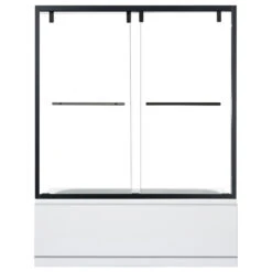 Brescia 60" W X 58" H Double Sliding Framed Tub Door, Matte Black