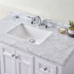 Luz 42" Single Bathroom Vanity In White With Italian Carrara Marble Top -Warm Bathroom 6e61ad40097a20ee 2517 w800 h800 b0 p0