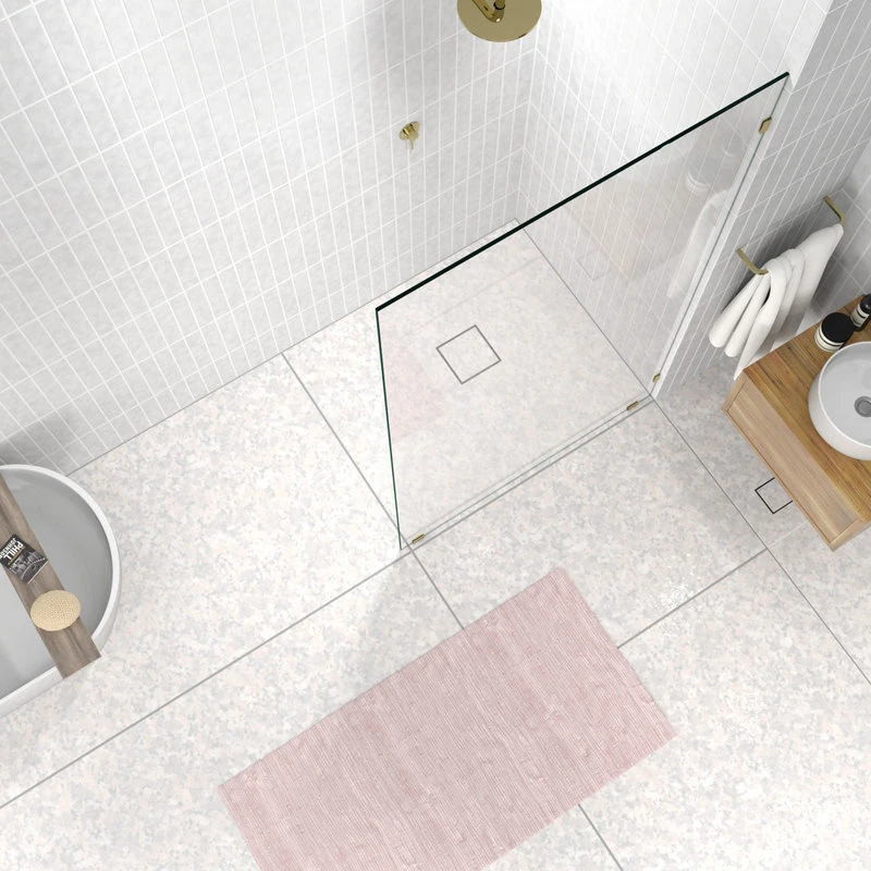 78"x45" Frameless Shower Door Single Fixed Panel, Satin Brass 2 78"x45" Frameless Shower Door Single Fixed Panel, Satin Brass - Image 2