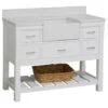 Charlotte 48" Single Bathroom Vanity In White With Quartz Top