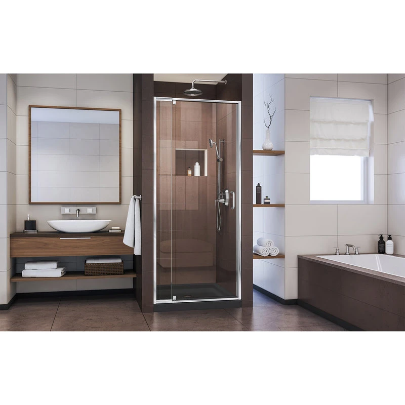 DreamLine Flex 32-36 In. W X 72 In. H Semi-Frameless Pivot Shower Door In Chrome 2 DreamLine Flex 32-36 In. W X 72 In. H Semi-Frameless Pivot Shower Door In Chrome - Image 2