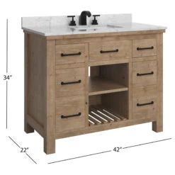 Rawley Bath Vanity, Weathered Fir, 42", Single Sink, Marble Top, Freestanding -Warm Bathroom 6f41836f03c73d7e 2294 w800 h800 b1 p0