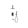 Aqua Piazza 8" Ceiling Square, Rain Shower, Handheld, Tub Filler, Matte Black