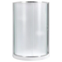 Ove Decors Breeze 36 Shower Kit, Frosted Glass Walls And Base, Satin Nickel