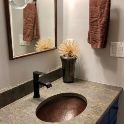 Premier Copper Products Oval Under Counter Hammered Copper Bathroom Sink, Oil Rubbed Bronze -Warm Bathroom 70b1201d032396b1 8187 w800 h800 b0 p0