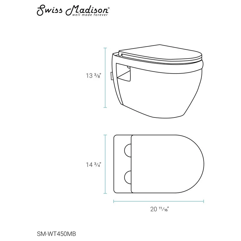 Ivy Wall Hung Elongated Toilet Bowl 0.8/1.28 GPF Dual Flush, Matte Black 14 Ivy Wall Hung Elongated Toilet Bowl 0.8/1.28 GPF Dual Flush, Matte Black - Image 14
