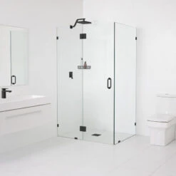 78"x38"x38" Frameless 90 Degree Shower Enclosure Glass Hinge, Matte Black