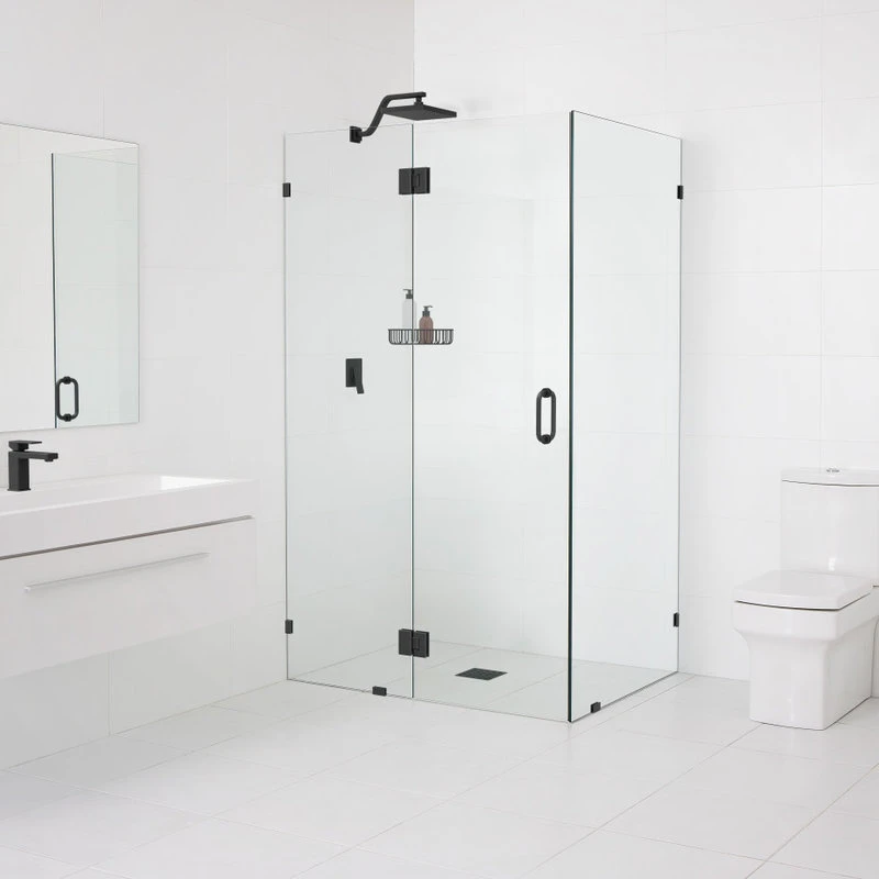 78"x38"x38" Frameless 90 Degree Shower Enclosure Glass Hinge, Matte Black 1 78"x38"x38" Frameless 90 Degree Shower Enclosure Glass Hinge, Matte Black