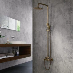 Classic Exposed Brass Two Handle Round Rainshower & Handshower Shower Set -Warm Bathroom 7251447f0ecb9e45 5939 w800 h800 b0 p0