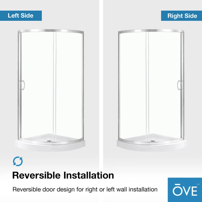 Ove Decors Breeze 34 Shower Kit, Clear Glass Panels And Base, Satin Nickel 11 Ove Decors Breeze 34 Shower Kit, Clear Glass Panels And Base, Satin Nickel - Image 11