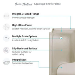 Aquatique 60"x32" Shower Base With Left Hand Drain, Biscuit -Warm Bathroom 7361c93c0f22eda2 9530 w800 h800 b0 p0