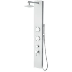 White Glass Shower Panel With 2 Body Sprays And Rain Shower Head