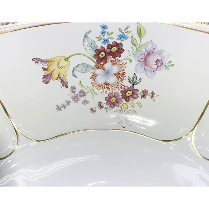 Hand Painted Sink "Floral Chinoiseries" Burnished Gold On Sienna Small Drop-in 2 Hand Painted Sink "Floral Chinoiseries" Burnished Gold On Sienna Small Drop-in - Image 2
