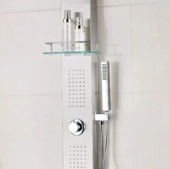 ANZZI Pioneer 44" Full Body Shower Panel, Brushed Steel -Warm Bathroom 7641a36e0d8a8b1e 2024 w800 h800 b0 p0