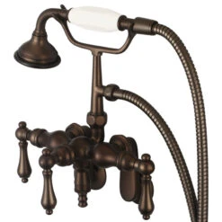 Vintage Classic Wall Mount Tub Faucet With Handshower, Oil Rubbed Bronze Finish
