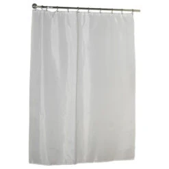 Standard-Sized Polyester Fabric Shower Curtain Liner In White