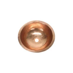 Small Round Copper Bathroom Sink By SoLuna, Matte Copper, Flat Rim