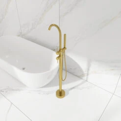 Freestanding Double Handle Clawfoot Tub Faucet, Gold 11 Freestanding Double Handle Clawfoot Tub Faucet, Gold -Warm Bathroom 7781b43102f071db 5318 w800 h800 b0 p0