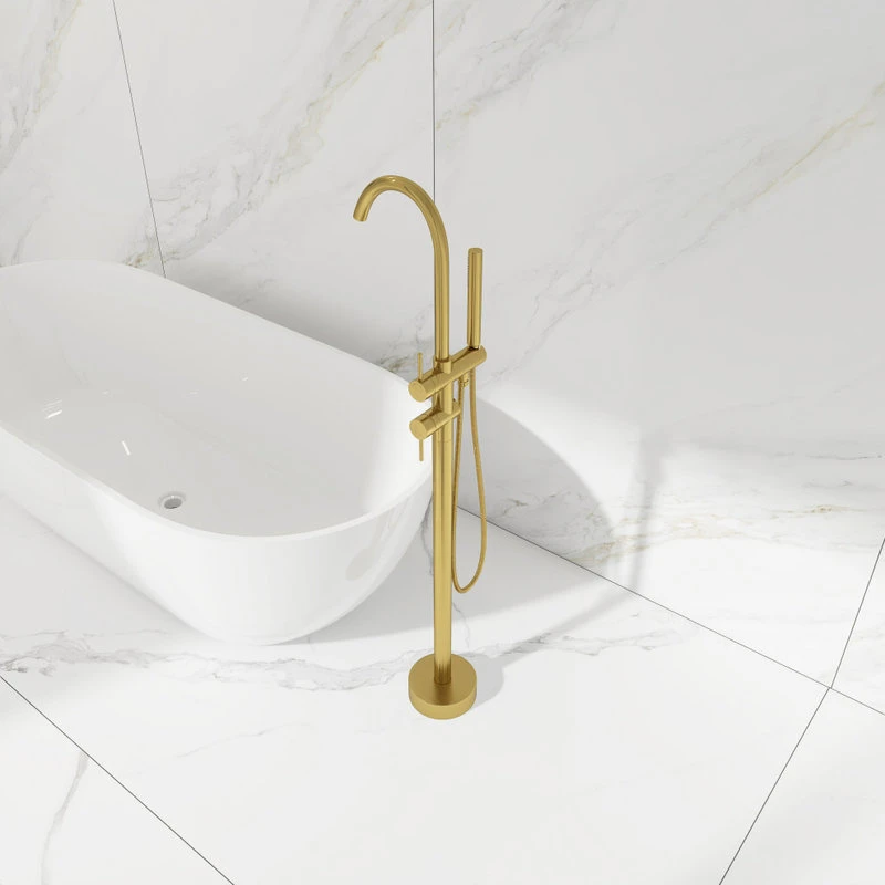 Freestanding Double Handle Clawfoot Tub Faucet, Gold 5 Freestanding Double Handle Clawfoot Tub Faucet, Gold - Image 5