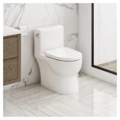Malibu II 1P 1.28gpf Ultra Compact Round Front Toilet, White -Warm Bathroom 78c14a110f332a70 0128 w800 h800 b0 p0