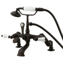 Kingston Brass Adjustable Center Deck Mount Tub Faucet, Oil Rubbed Bronze