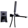 Modern Matte Black Solid Brass Wall Mount Swivel Bathtub Faucet With Hand Shower