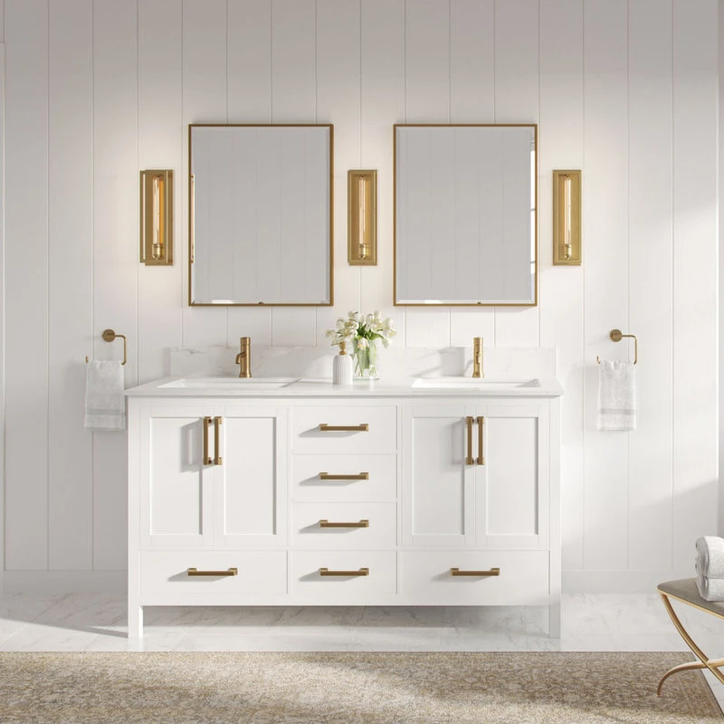 Eleanor Bath Vanity, White, 60", Double Sink, Freestanding 1 Eleanor Bath Vanity, White, 60", Double Sink, Freestanding