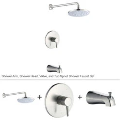 Luxier SS-C01-T-V Rainfall Shower Faucet With Valve And Spout, Brushed Nickel -Warm Bathroom 7ae19f990d4b29fa 7290 w800 h800 b0 p0