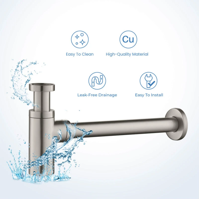 Kibi Bathroom Sink Decorative Round Bottle Trap, Brush Nickel 3 Kibi Bathroom Sink Decorative Round Bottle Trap, Brush Nickel - Image 3